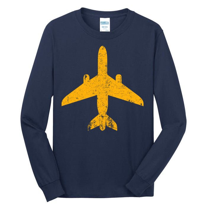 Vintage Aviation Airline Pilot Gifts Yellow Jet Airplane Tall Long Sleeve T-Shirt