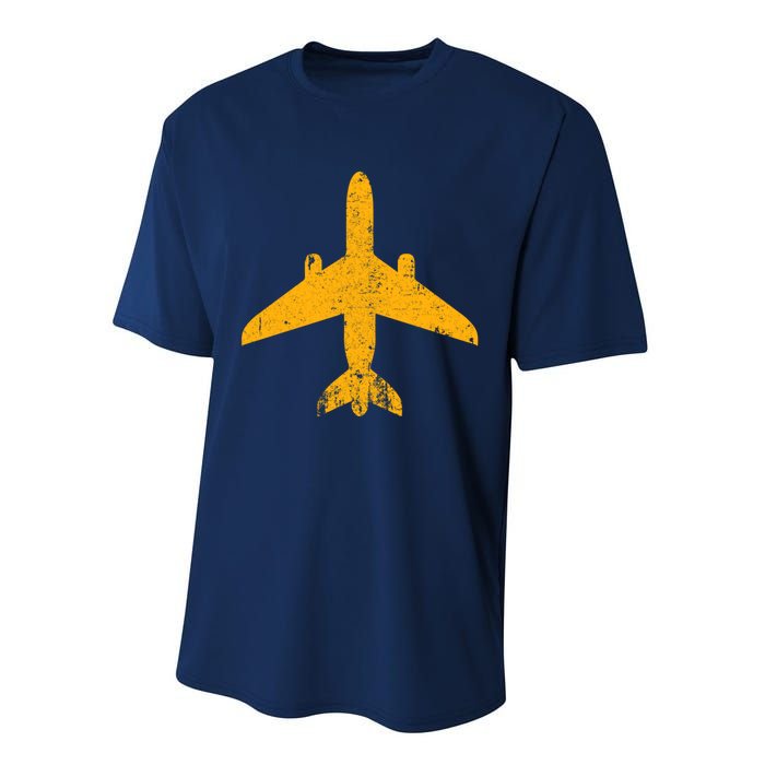 Vintage Aviation Airline Pilot Gifts Yellow Jet Airplane Performance Sprint T-Shirt