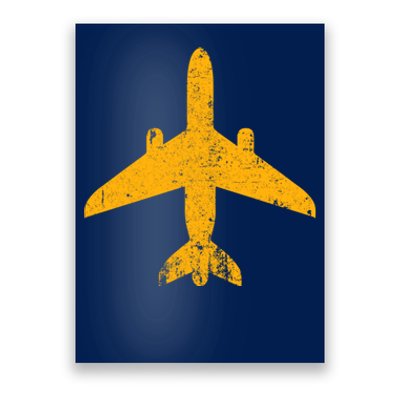 Vintage Aviation Airline Pilot Gifts Yellow Jet Airplane Poster