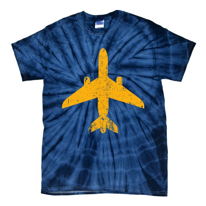 Vintage Aviation Airline Pilot Gifts Yellow Jet Airplane Tie-Dye T-Shirt