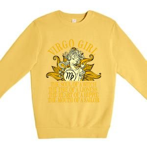 Virgo August And September Birthday Zodiac Cool Gift Premium Crewneck Sweatshirt