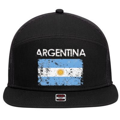 Vintage Argentina Argentinian Flag Pride Soccer player 7 Panel Mesh Trucker Snapback Hat