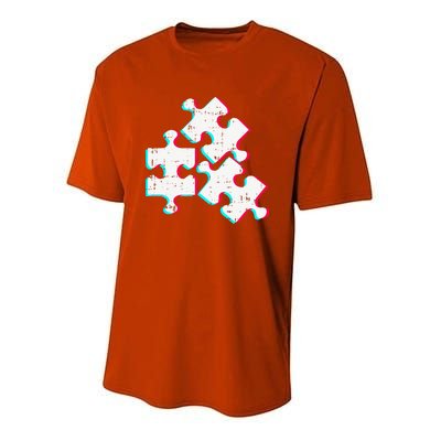 Vaporwave Autism Awareness Gifts For Adults Retro Puzzle Youth Performance Sprint T-Shirt