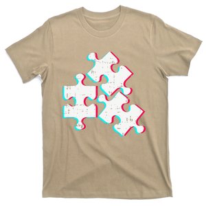 Vaporwave Autism Awareness Gifts For Adults Retro Puzzle T-Shirt