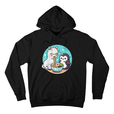 Vintage Alpaca And Penguin Sharing Ramen Hoodie