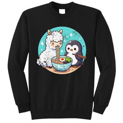 Vintage Alpaca And Penguin Sharing Ramen Sweatshirt