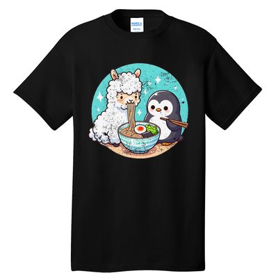 Vintage Alpaca And Penguin Sharing Ramen Tall T-Shirt