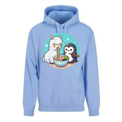 Vintage Alpaca And Penguin Sharing Ramen Unisex Surf Hoodie