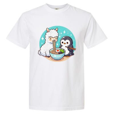 Vintage Alpaca And Penguin Sharing Ramen Garment-Dyed Heavyweight T-Shirt