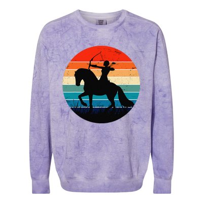 Vintage Arrow Archer Zodiac Sign Horoscope Sagittarius Colorblast Crewneck Sweatshirt