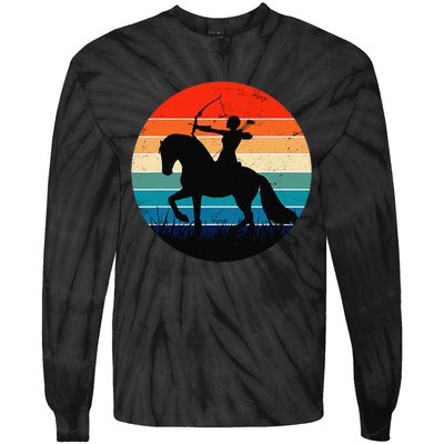 Vintage Arrow Archer Zodiac Sign Horoscope Sagittarius Tie-Dye Long Sleeve Shirt