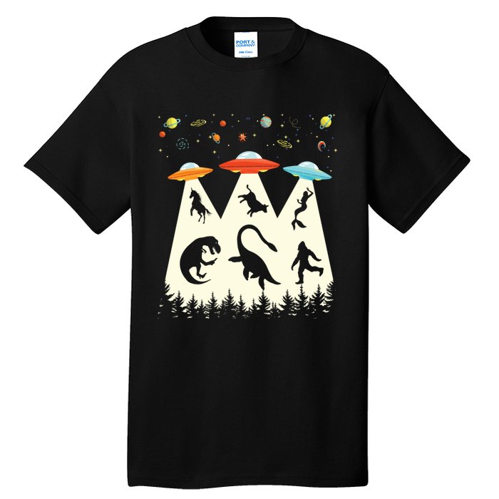 Vintage Alien Abduction Trex Loch Ness Bigfoot Funny Ufo Tall T-Shirt