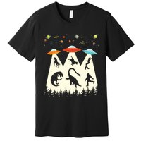 Vintage Alien Abduction Trex Loch Ness Bigfoot Funny Ufo Premium T-Shirt