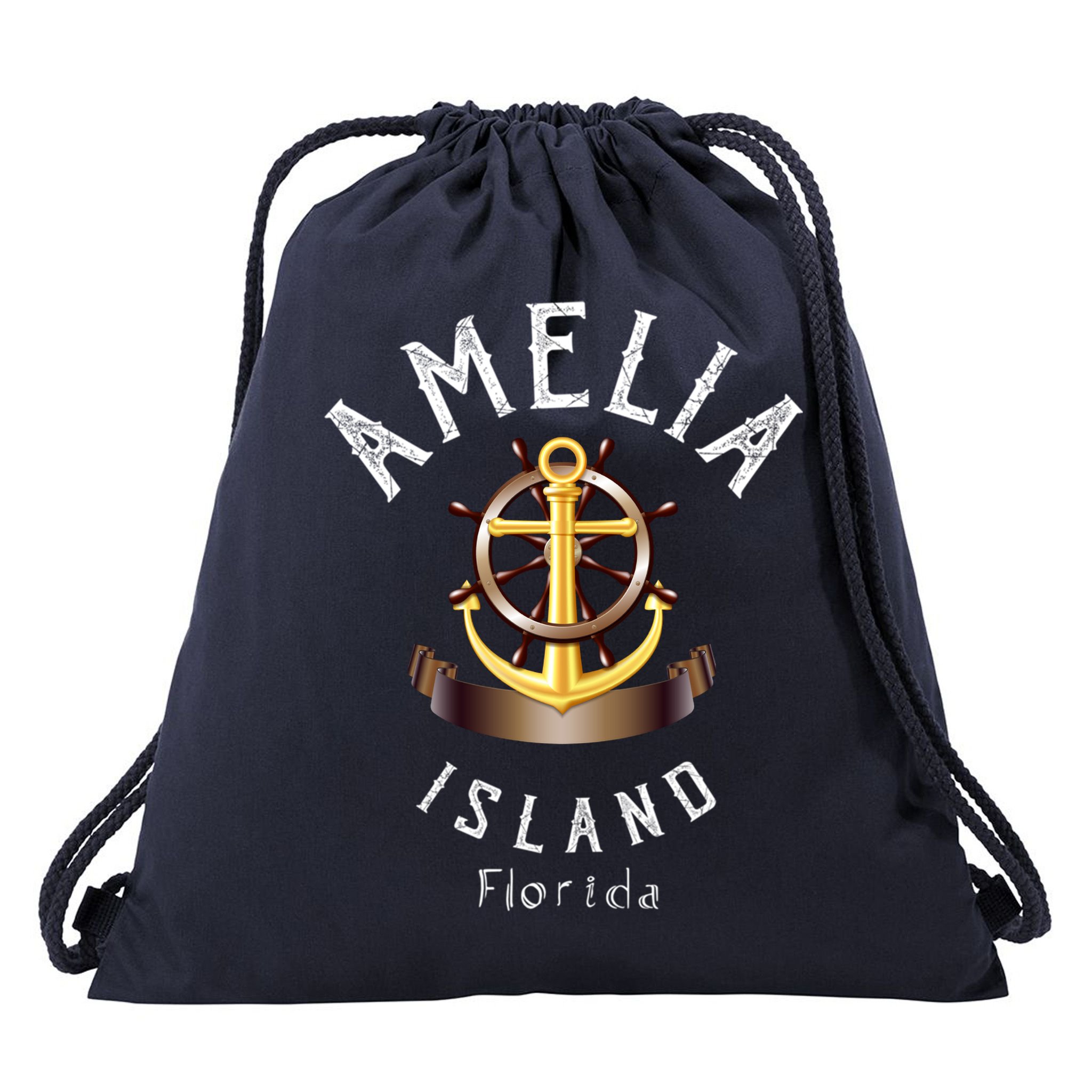 Vintage Athletic Amelia Island Florida Drawstring Bag