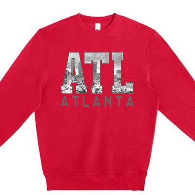 Vintage Atl Atlanta Skyline Georgia Est. 1847 Souvenir Gifts Premium Crewneck Sweatshirt