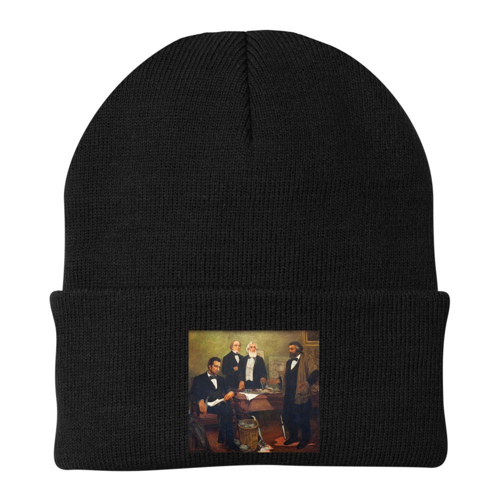 Vintage Art Abraham Lincoln Frederick Douglass Juneteenth Cute Gift Beanie