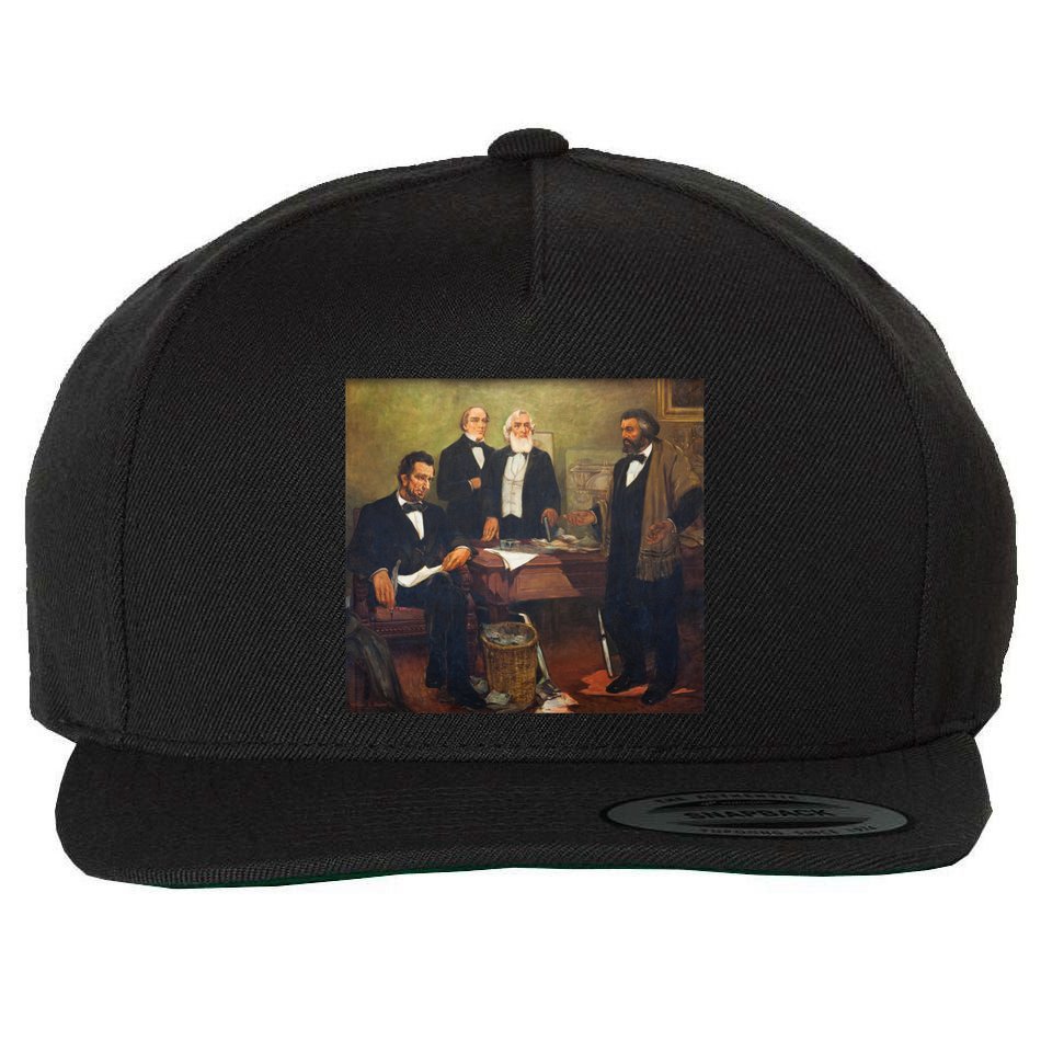 Vintage Art Abraham Lincoln Frederick Douglass Juneteenth Cute Gift Wool Snapback Cap