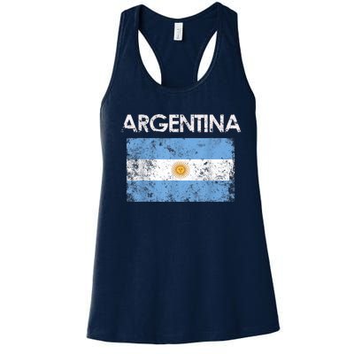 Vintage Argentina Argentinian Flag Pride Gift Women's Racerback Tank