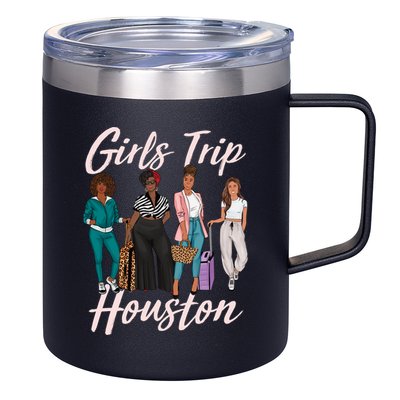 Vacationing African American Black Women Trip Houston 12oz Stainless Steel Coffee Mug