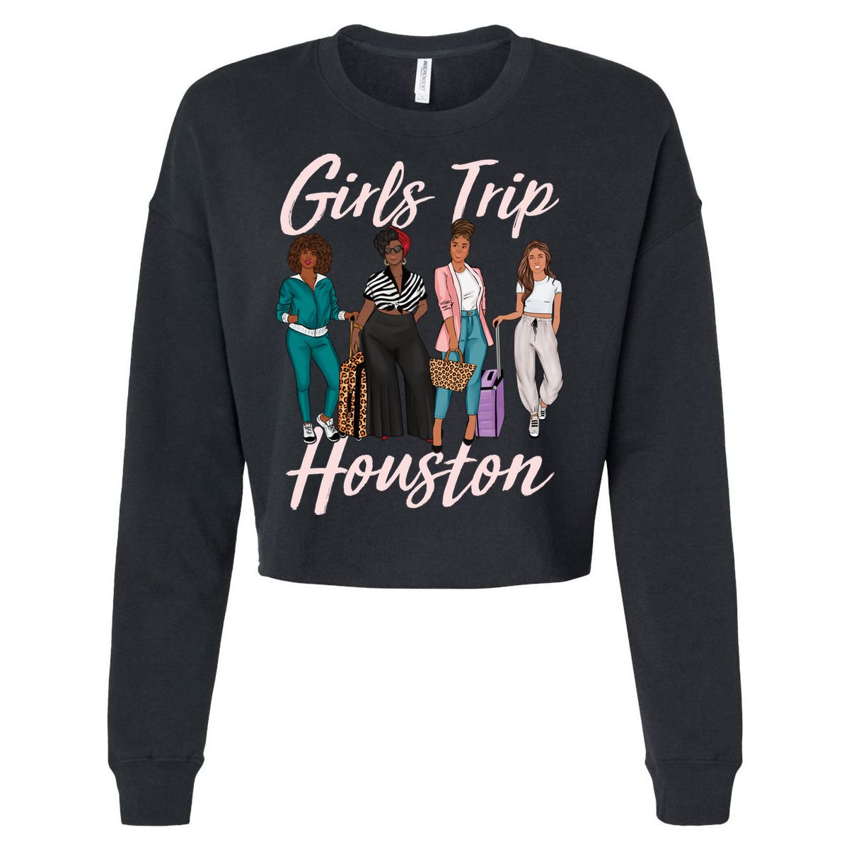 Vacationing African American Black Women Trip Houston Cropped Pullover Crew