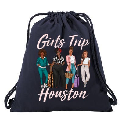 Vacationing African American Black Women Trip Houston Drawstring Bag