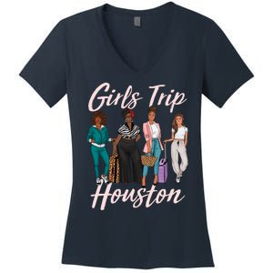 Vacationing African American Black Women Trip Houston Women's V-Neck T-Shirt