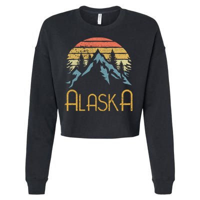 Vintage Ak Alaska Mountains Outdoor Adventure Funny Gift Cropped Pullover Crew