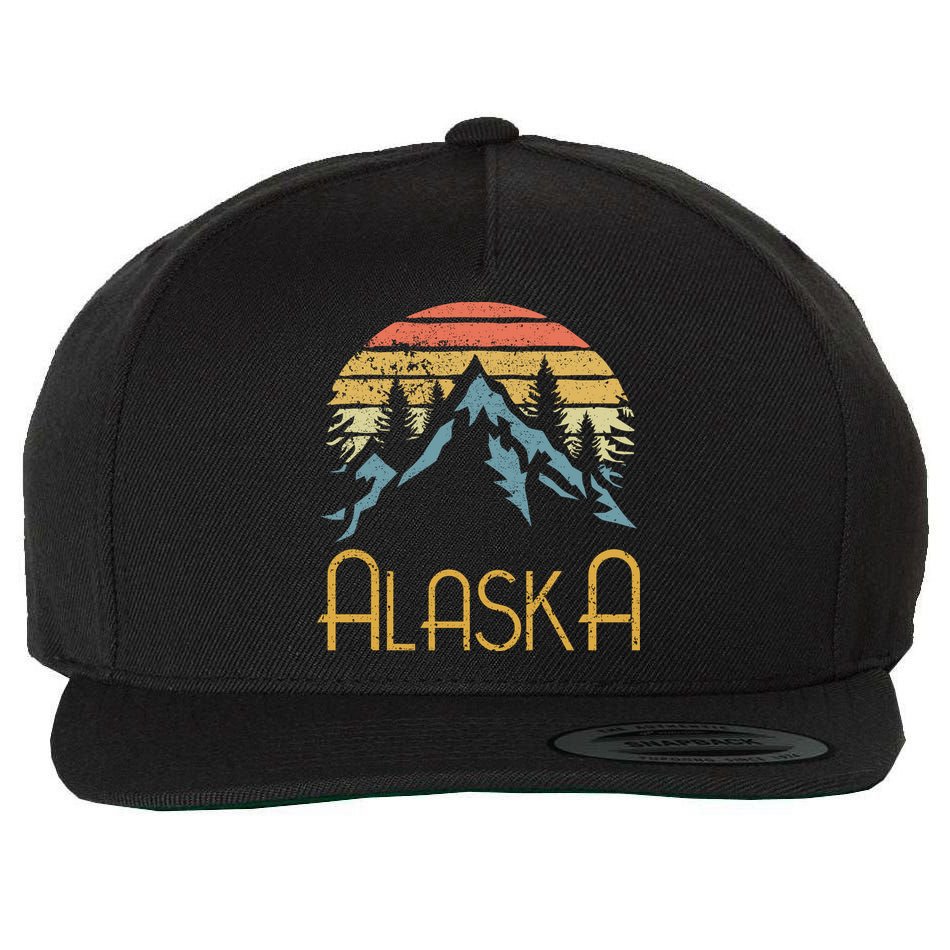 Vintage Ak Alaska Mountains Outdoor Adventure Funny Gift Wool Snapback Cap