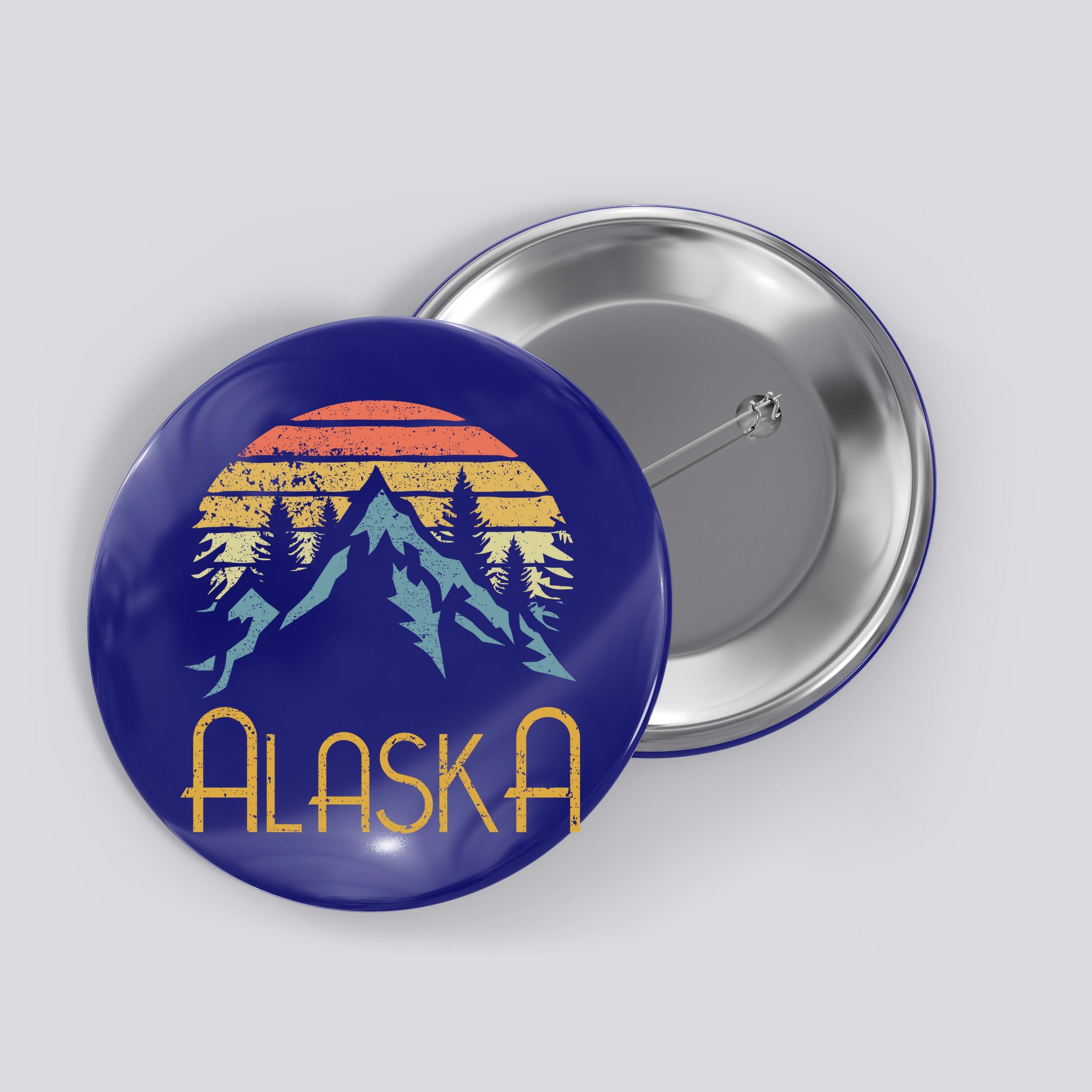 Vintage Ak Alaska Mountains Outdoor Adventure Funny Gift Button