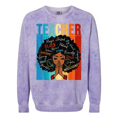 Vintage Afro Black History Month African American Teacher Colorblast Crewneck Sweatshirt