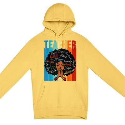 Vintage Afro Black History Month African American Teacher Premium Pullover Hoodie