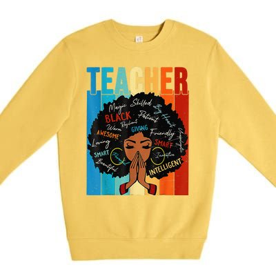 Vintage Afro Black History Month African American Teacher Premium Crewneck Sweatshirt