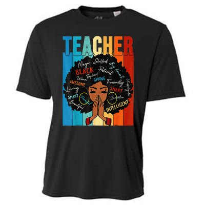 Vintage Afro Black History Month African American Teacher Cooling Performance Crew T-Shirt