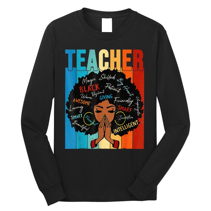 Vintage Afro Black History Month African American Teacher Long Sleeve Shirt