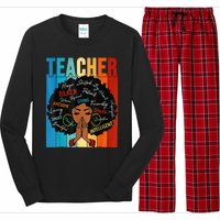 Vintage Afro Black History Month African American Teacher Long Sleeve Pajama Set