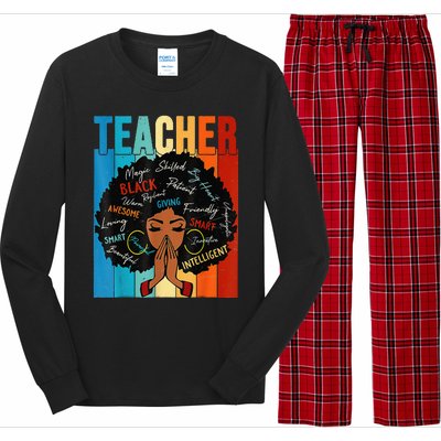 Vintage Afro Black History Month African American Teacher Long Sleeve Pajama Set