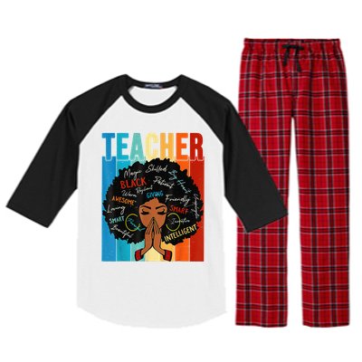 Vintage Afro Black History Month African American Teacher Raglan Sleeve Pajama Set