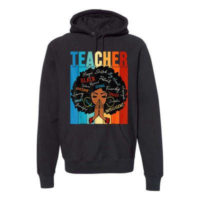 Vintage Afro Black History Month African American Teacher Premium Hoodie