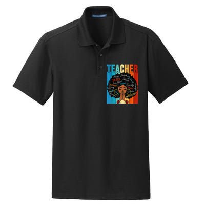 Vintage Afro Black History Month African American Teacher Dry Zone Grid Polo