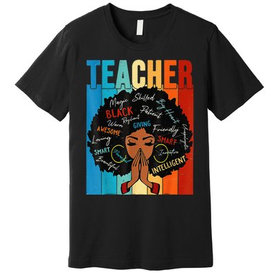 Vintage Afro Black History Month African American Teacher Premium T-Shirt