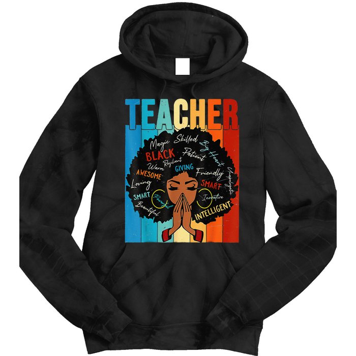 Vintage Afro Black History Month African American Teacher Tie Dye Hoodie