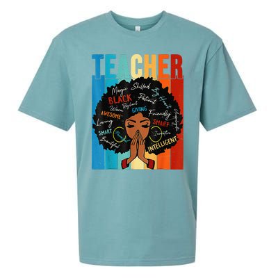 Vintage Afro Black History Month African American Teacher Sueded Cloud Jersey T-Shirt