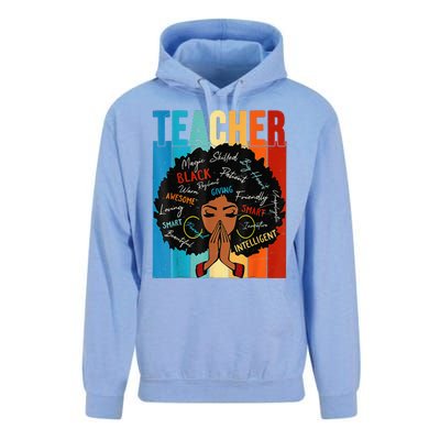 Vintage Afro Black History Month African American Teacher Unisex Surf Hoodie