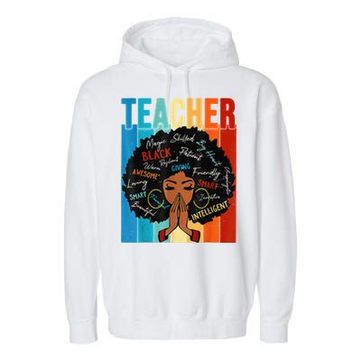 Vintage Afro Black History Month African American Teacher Garment-Dyed Fleece Hoodie