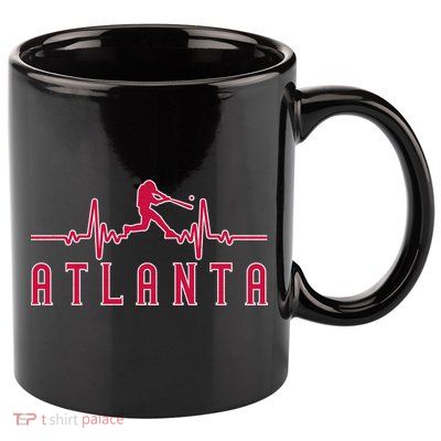 Vintage Atlanta Baseball Heartbeat Game Day 11oz C Handle Ceramic Mug