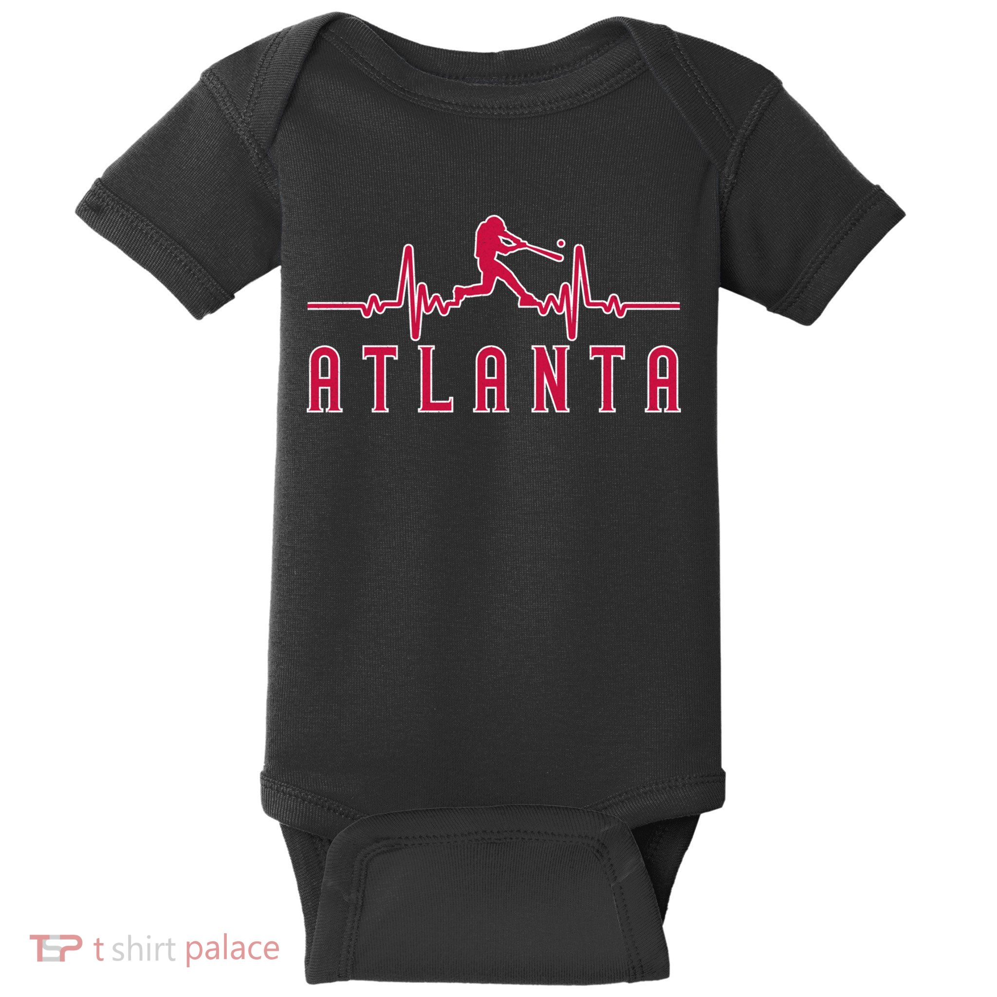 Vintage Atlanta Baseball Heartbeat Game Day Baby Bodysuit