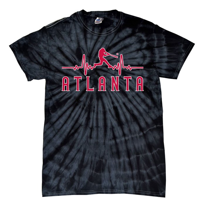 Vintage Atlanta Baseball Heartbeat Game Day Tie-Dye T-Shirt