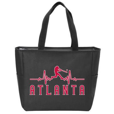 Vintage Atlanta Baseball Heartbeat Game Day Zip Tote Bag