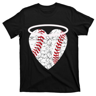 Vintage Angel Baseball Heart With Halo T-Shirt