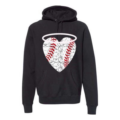 Vintage Angel Baseball Heart With Halo Premium Hoodie